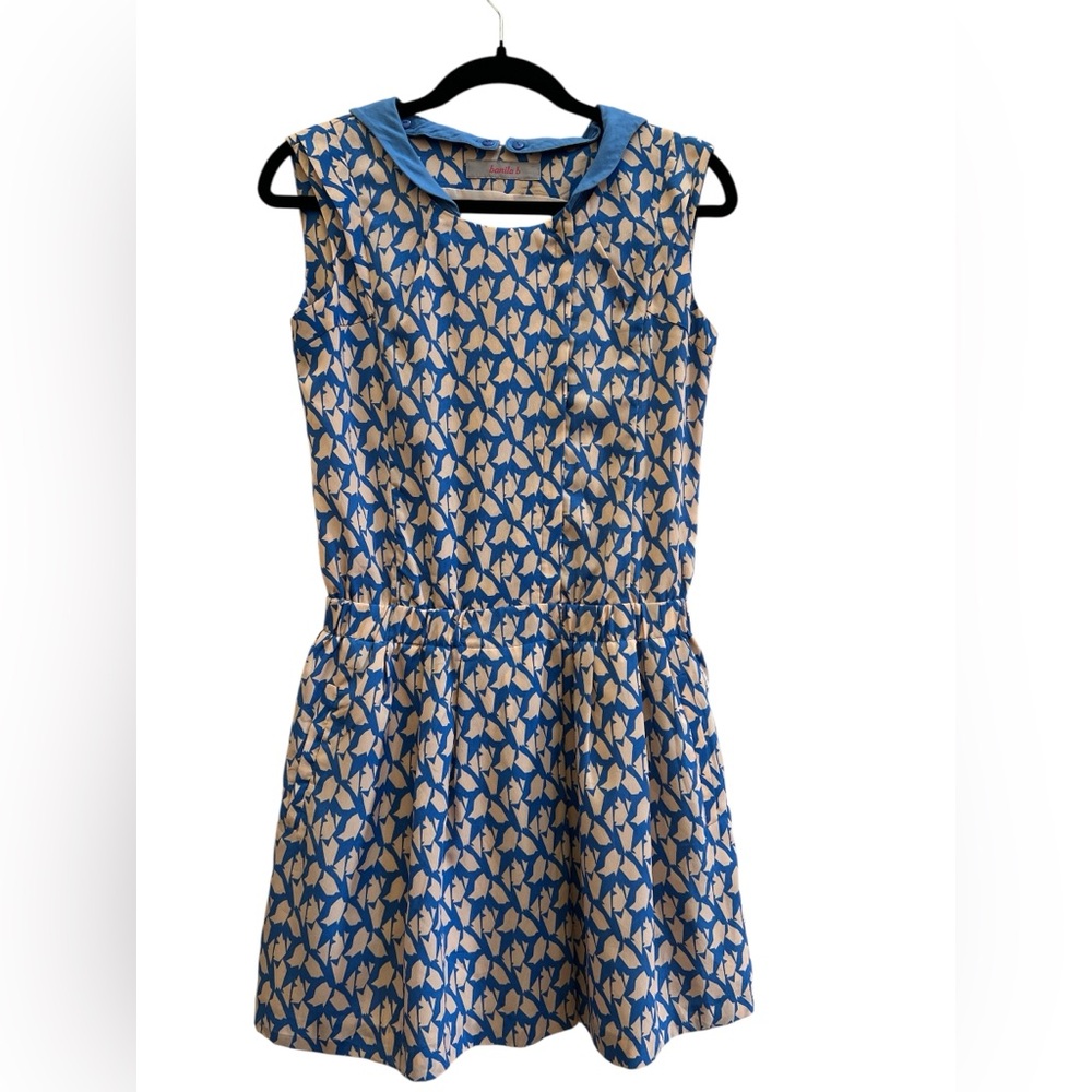 Banila B Blue Dress Removable Collar    Retro Mod K-Fashion Fit & Flare